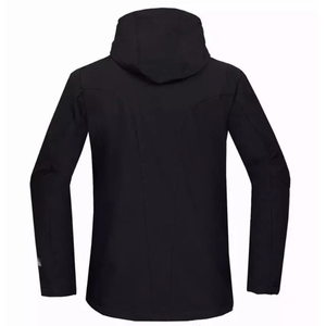 Veste matelassée à capuche noire pour homme avec fermetures éclair jaunes, imperméable, sportive, coupe classique, en polyester - Product Image 2