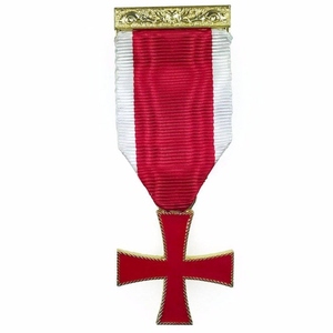 Insigne de poitrine maçonnique des Chevaliers Templiers Generalissimo, croix d'argent, épées croisées, ruban noir et blanc, régalia de commanderie - Product Image 3