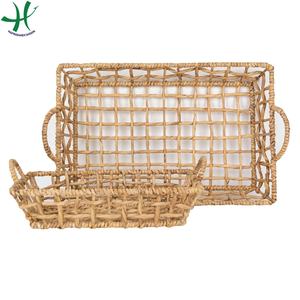Hot selling for Wholesale water hyacinth storage <b>basket</b> with <b>handle</b> handmade, set of 2 for home storage - Product Image 1
