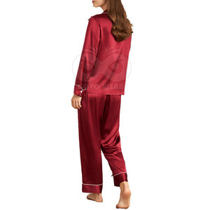 Ensemble de pyjama élégant en satin de soie pour femme, vêtements de détente à manches longues, vêtements de nuit doux et lisses, vêtements de maison, vente en gros - Product Image 2