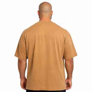 T-shirts vintage pour hommes en jersey de coton gris délavé teinté pigmentaire haut de gamme 260 g/m² avec bords effilochés style streetwear - Product Image 3