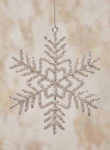 Ornement de Noël en forme de flocon de neige en perles transparentes fait à la main, élégante décoration suspendue pour l'arbre de Noël des fêtes d'hiver - Product Image 5