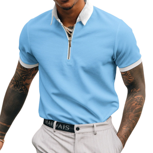Chemise boutonnée décontractée pour homme à manches courtes en tissu tricoté 100 % coton avec logo brodé sur le devant, respirante, personnalisable, design uni - Product Image 4