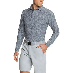 Polo en tricot à manches longues pour homme, gris uni, respirant, vêtements décontractés, haute qualité, logo brodé personnalisé - Product Image 2