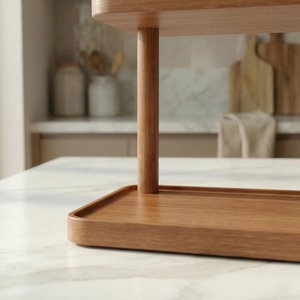 Wooden <b>2</b> Tier <b>Kitchen</b> Display Organizer <b>For</b> Cups Pantry Organization Premium Look <b>Kitchen</b> Storage Rack Tabletop Stand From India - Product Image 3