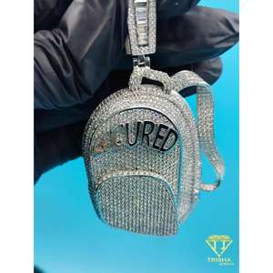 Pendentif de sac à dos Hip Hop avec inscription sécurisée, aspect diamant, luxe glacé, pendentif de sac à dos sécurisé, pendentif streetwear - Product Image 2