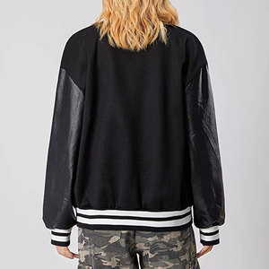 High Quality <b>Lightweight</b> Custom Embroidery Logo Solid <b>Women</b> Varsity <b>Jacket</b> New Arrival Fashionable Custom Street Wear - Product Image 3