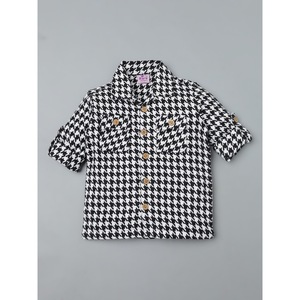Casual Boys Micro-<b>Checked</b> Cotton <b>Shirt</b> in <b>Black</b> & <b>White</b> - Product Image 1