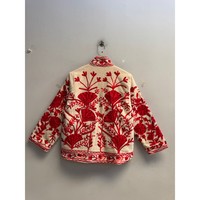 Veste en velours matelassé tricoté Suzani, faite à la main, broderie florale, hiver, unisexe, manches longues, doublure en laine, vente en gros