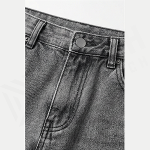Jean en denim coupe droite délavé foncé pour homme, taille haute, coupe classique, en coton, style décontracté, pantalon d'automne - Product Image 4