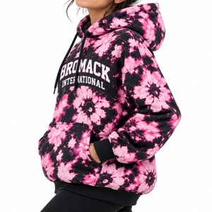 Women <b>Hoodie</b> <b>Pink</b> Floral Pattern Pullover Hood Design All Over Print Long Sleeve Style Kangaroo Pocket Custom Colors Custom Size - Product Image 3