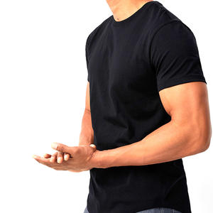 T-shirts pour hommes respirants et confortables, tricotés, à motif uni, style décontracté, manches courtes, 100% coton, col rond, pour hommes - Product Image 1