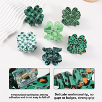 Pince à cheveux en forme de trèfle à quatre feuilles pour la Saint-Patrick, vente en gros d'usine, avec logo personnalisé, accessoire pour chignon pour femme