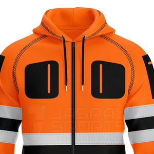 High Visibility Green <b>Work</b> Hoodies Safety Hoodie Warm Fleece <b>Jacket</b> With Zipper Road <b>Construction</b> Working Wear Safty Hoodies - Product Image 2