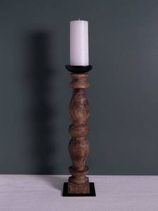 Ensemble de porte-bougies en bois brut, forme conique, décoration d'intérieur, porte-bougies en bois faits à la main pour centre de table - Product Image 3