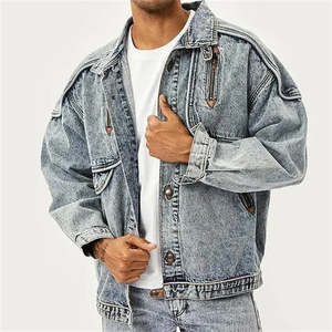 Wholesale Custom OEM Mens Jean <b>Jacket</b> Faded Effect <b>Denim</b> Cotton Coat Oversized Vintage Washed <b>Denim</b> <b>Jacket</b> - Product Image 1