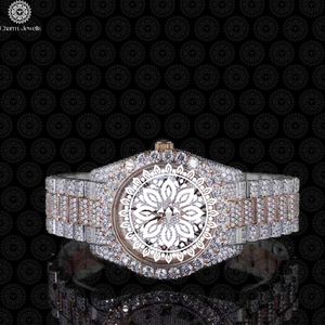 Charm Jewels Women's Luxury Stainless Steel <b>Watch</b> Rose Gold Diamond Encrusted Round Dial Analog Quartz Movement 40mm - Product Image 2