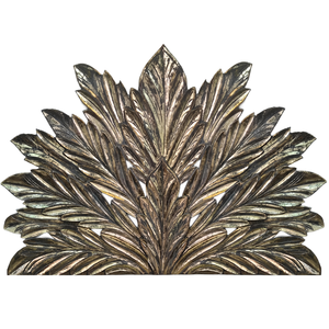 Cabecero de Cama King Size Tallado a Mano en Madera con Diseño de Hoja de Palma y Acabado Dorado Estilo Marroquí, Madera Sintética, Decoración de Estilo Tropical - Product Image 2