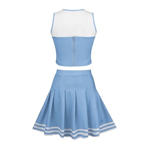 Uniforme de cheerleading personnalisé pour femmes, haut court sans manches à col en V, jupe plissée taille haute, ensemble pour équipe de cheerleading, tenue de danse - Product Image 2