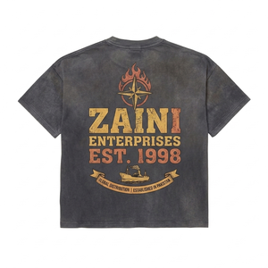 240 GSM Premium Cotton Acid Wash T Shirt Vintage Charcoal Black Custom Screen Print Logo Oversized Fit - Product Image 2