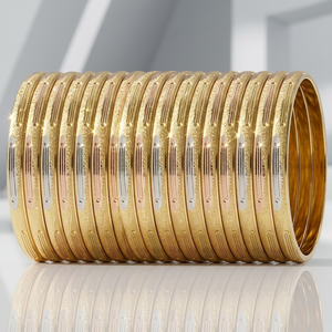 Pulseras Apilables de Diseño para Mujer ORO-Z, Multicolor, Chapadas en Oro, Aleación de Cobre, Tres Tonos, Texturizadas, para Fiestas, Étnicas, Modernas - Product Image 2