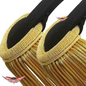 KEW - Epaulettes de Hombro Dorados sobre Negro con Flecos y Borlas, Accesorio de Uniforme de Lujo Vintage Ecológico - Product Image 4