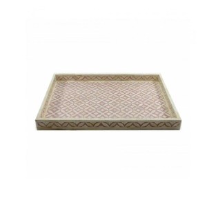 Bandeja Decorativa Geométrica Hecha a Mano con Incrustaciones de Hueso Rosa - Product Image 6