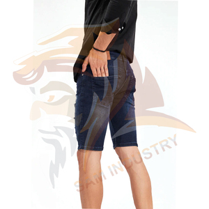Shorts de Mezclilla Personalizados Estilo Urbano para Hombre, Transpirables, de Lona, Cintura Media, Largo hasta la Rodilla - Product Image 4