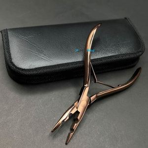 Pince à extensions capillaires plasma professionnelle personnalisable à 2 trous, or rose, en acier inoxydable de qualité chirurgicale, écologique - Product Image 1