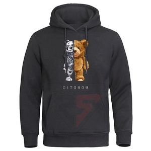 Robotic Teddy Bear Ropa para niños Moda masculina Sudaderas con capucha sueltas Sudadera de lana Bolsillo de gran tamaño para hombres - Product Image 3