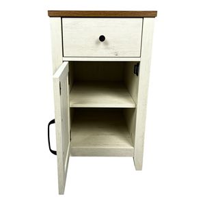 Comodino in Stile Rustico con Stazione di Ricarica, Cassetto con Anta Scorrevole e Spazio di Archiviazione per Camera da Letto e Soggiorno - Product Image 3