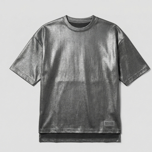 T-shirt Oversize Métallique Streetwear Texture Brillante Mode Urbaine Décontractée Homme 100% Coton MALUZA INDUSTRIES - Product Image 1