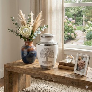 High Selling Aluminium Cremation Urn Tree of Life Engraving Handmade Eco-Friendly Durable Adult <b>Memorial</b> <b>Keepsake</b> 10'' - Product Image 2