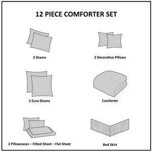 12-Piece Cotton <b>Comforter</b> Set with <b>Bed</b> Sheets Premium Quality Versatile Design - Product Image 2