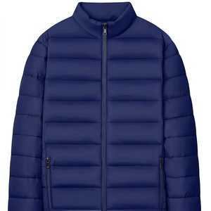 Chaqueta Acolchada Gris para Hombre, Cuello Alto, Cortavientos, Informal, para Invierno, Cierre de Cremallera, Relleno de Poliéster - Product Image 4
