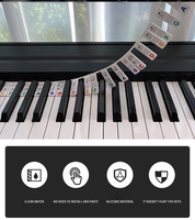 Stiker Organ elektrik silikon kreatif, stiker Organ elektrik silikon kreatif, label catatan Keyboard Piano ukuran penuh 61/88 untuk anak-anak