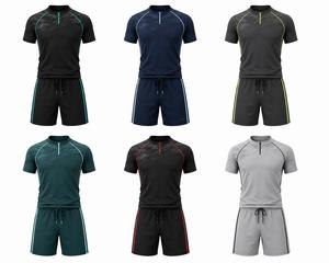 Ensemble Athlétique Homme Tendance Noir Séchage Rapide Respirant avec Accents Vert Néon Manches Longues Rash Guard et Short Tenue Active Écologique - Product Image 6