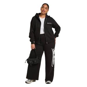 Sweat à capuche zippé intégral confortable et élégant de haute qualité pour femmes, tissu tricoté, personnalisable sur le devant, vêtement décontracté d'hiver - Product Image 1