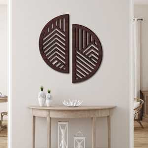 Panneau mural en bois géométrique moderne, décoration murale en bois artisanale pour salon, chambre et décoration intérieure - Product Image 1