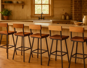 Silla de Bar de Madera de Teca Sólida, Artesanía de Calidad, Taburete de Cocina de Madera Natural, Sillón para el Hogar, Muebles para el Comedor - Product Image 1