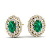 Anting-anting kancing emas 14K REYES Sparkling Moissanite untuk wanita, aksesori pengantin, perhiasan batu permata zamrud hijau