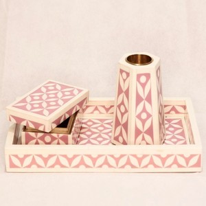 LAMETIERARTZ Indian Mother of Pearls Decorative Inlay MDF Rectangle Jewellery <b>Box</b> Striped Design American Style for Tableware - Product Image 1