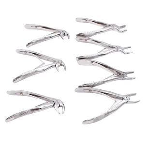 Juego de 7 Pinzas de Extracción Dental Pediátrica, con Empuñadura Moleteada Plateada, Instrumentos Quirúrgicos Manuales de Clase I - Product Image 6