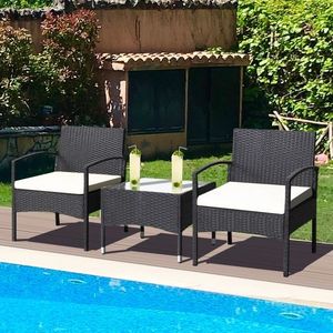 Set di Mobili da Giardino in Rattan a 3 Pezzi con Cuscini per Uso in Prato e Cortile - Product Image 1