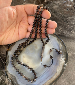 Rosario de Cuerno de Búfalo Negro y Blanco de Lujo 2025, Hecho a Mano con 33 Cuentas Cilíndricas, Misbaha Mala, Joyería Artesanal Natural - Product Image 4