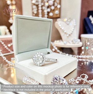 [Sheri Jewels] Anillo de Compromiso Halo Bling Bling de Oro Blanco Sólido de 18K con Diamante Natural de Corte Brillante Redondo, Claridad SI1-2, Regalo para Ella - Product Image 3