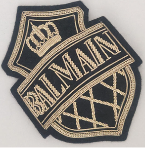 Luxury Custom Size Possible Hand-Embroidered Antique Silver Bullion Threads Sew-On <b>Badges</b> for Jackets, Blazers & Coats - Product Image 3