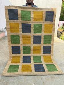 Alfombra de Yute y Cáñamo Hecha a Mano de la Mejor Calidad, Lavable, Multicolor, Geométrica, para Pasillo, Natural, Ecológica - Product Image 5