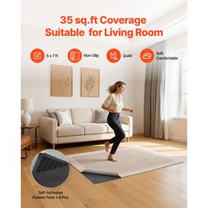 Alfombra Antideslizante de 5 x 7 pies, Base de Fieltro de Doble Superficie con Agarre de Goma, Protector de Piso de Madera, Tapete para Alfombra - Product Image 2