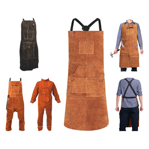 Premium Quality Heavy Duty Industrial Safety Spark Resistant Cow Split Leather Welding <b>Apron</b> for Body and Clothing Protection - Product Image 1